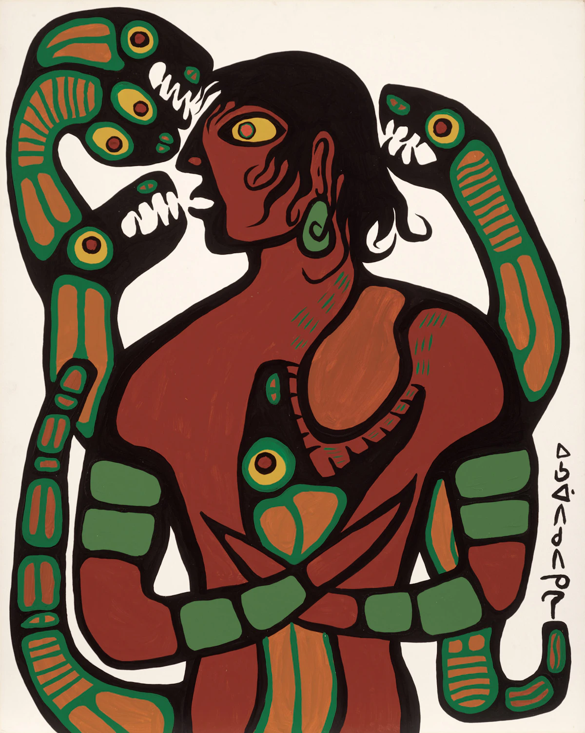 Norval Morrisseau, Self Portrait, 1973, acrylic on board