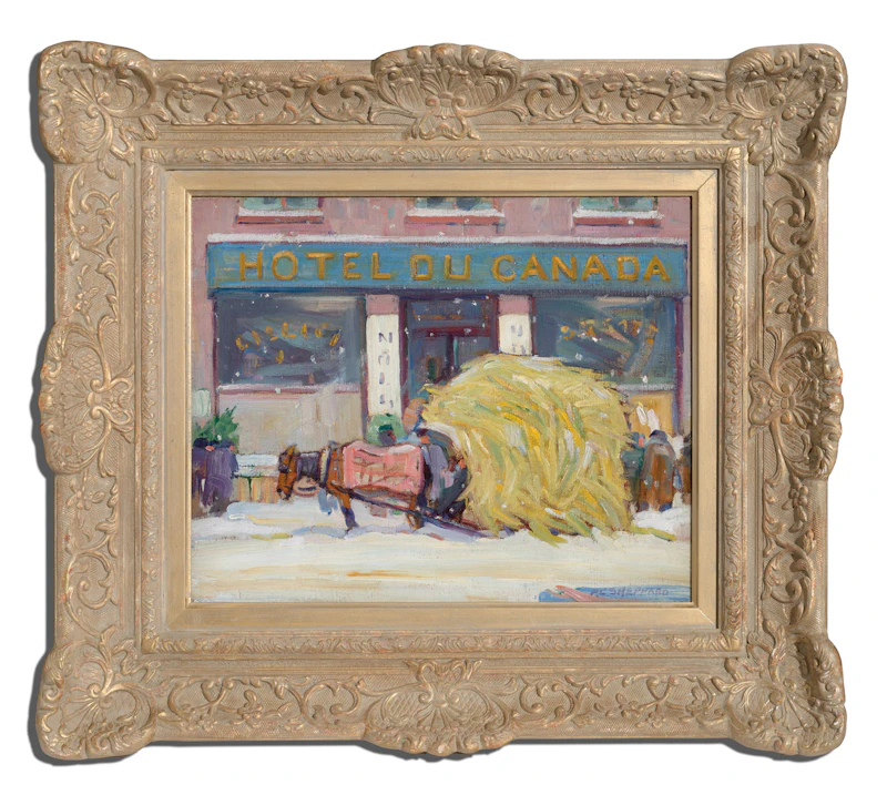 Peter Clapham Sheppard, Hôtel du Canada, Winter, Marché Bonsecours, 1931, oil on canvas - view 2