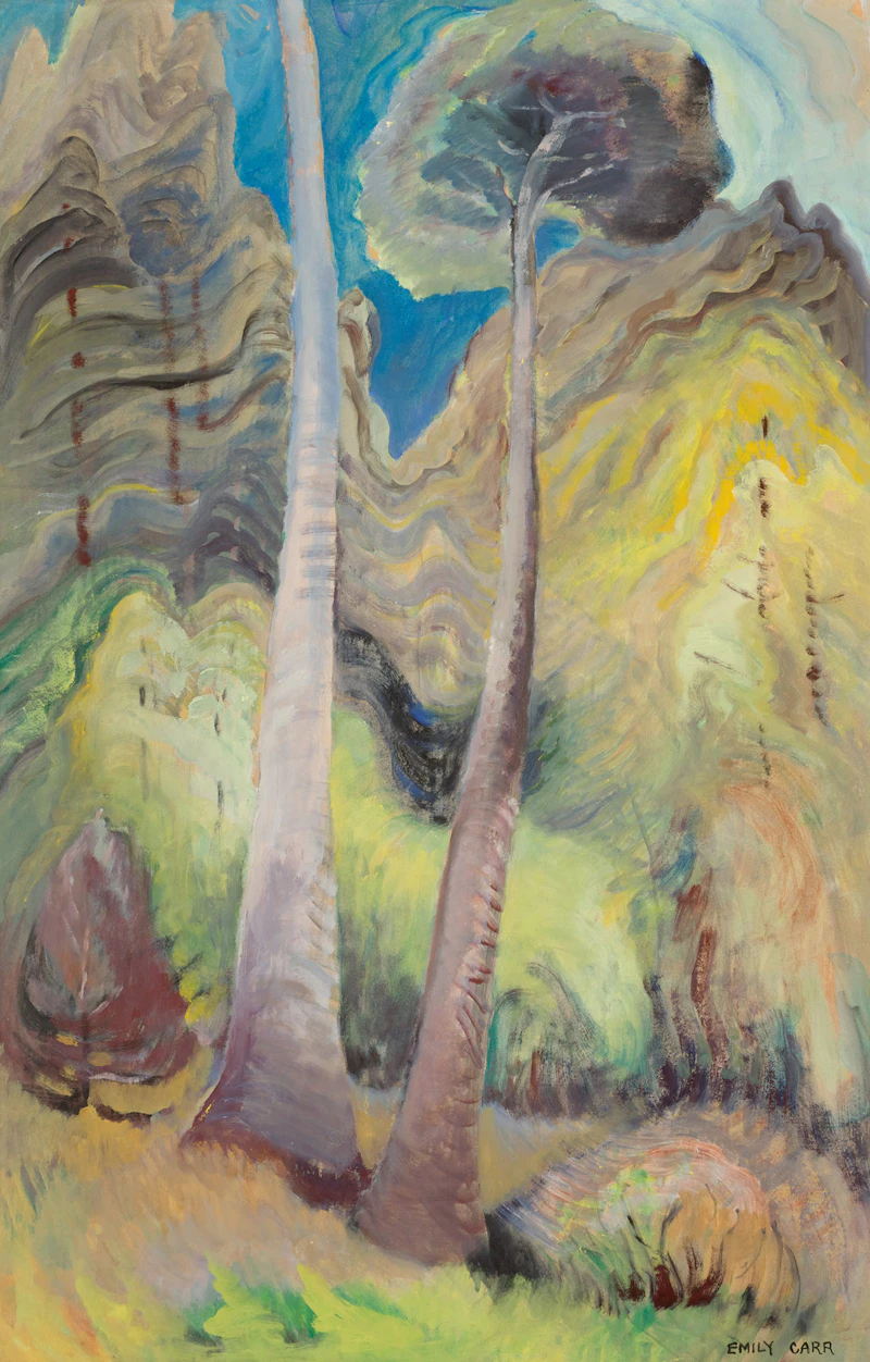 Emily Carr, Tree Boles in September, 1939, oil on paper laid on board