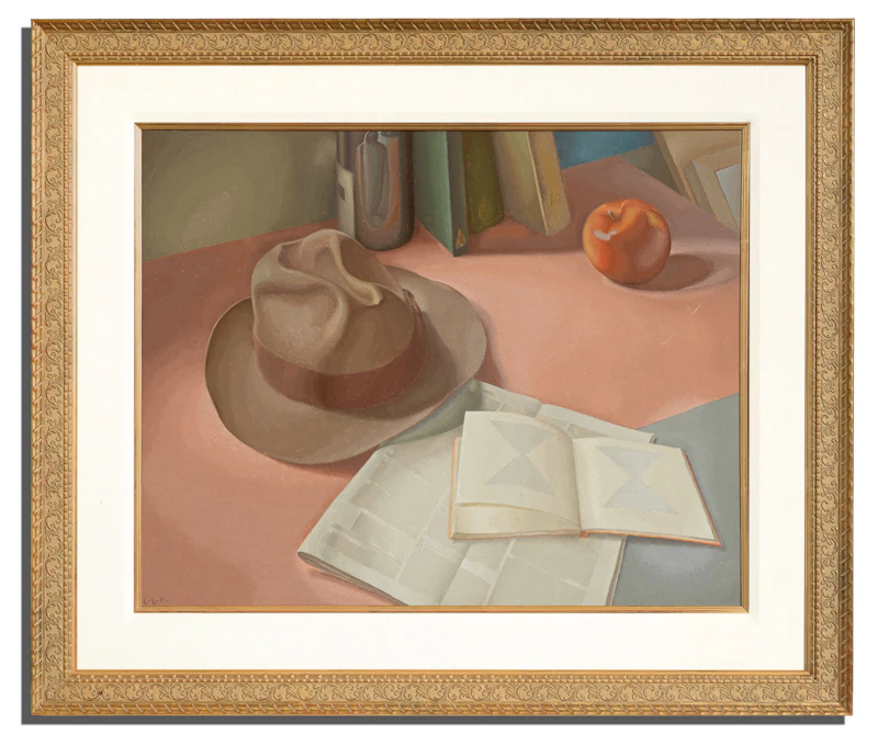 Lionel LeMoine FitzGerald, Still Life with Hat, 1955, oil on masonite - view 2