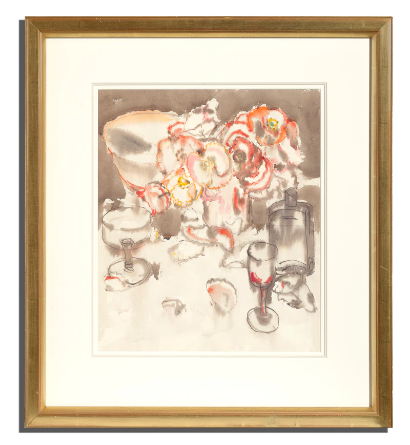 David Brown Milne, Poppies and Glass II, Uxbridge, circa August 1941, watercolour, circa 1941 - view 2