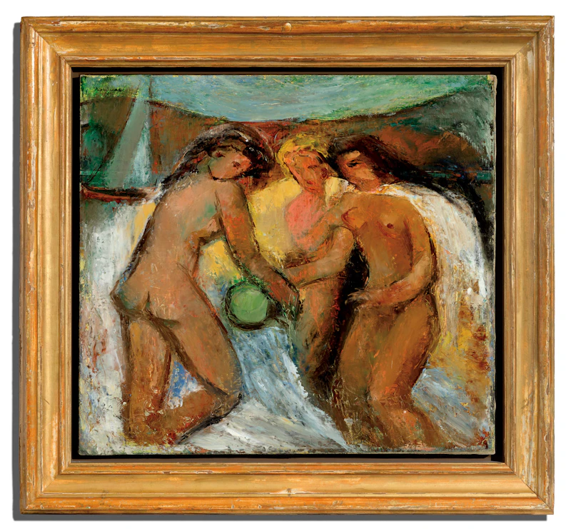 Paul-Émile Borduas, Les trois baigneuses, oil on canvas, 1941 - view 2