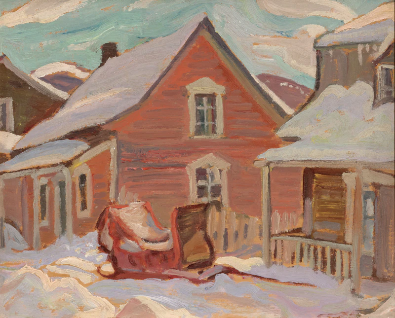 Alexander Young Jackson, Sleigh at the Front Door; After the Storm, circa 1930, double-sided oil on board