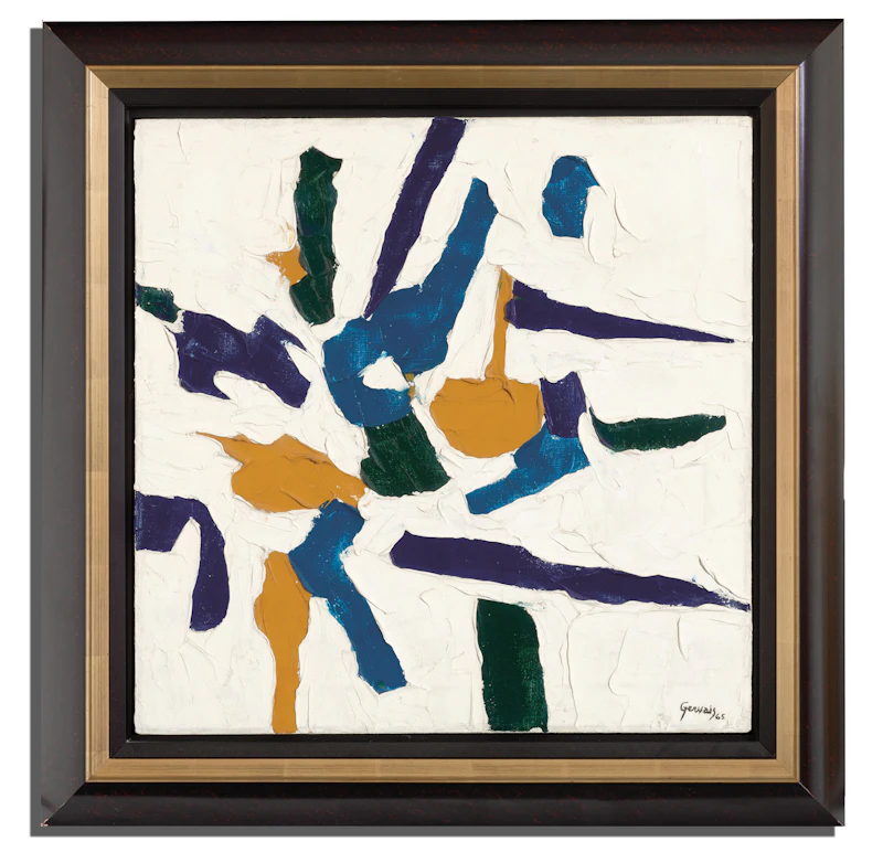 Lise Gervais, Abstraction en bleu, jaune et vert, 1965, oil on canvas, circa 1965 - view 2