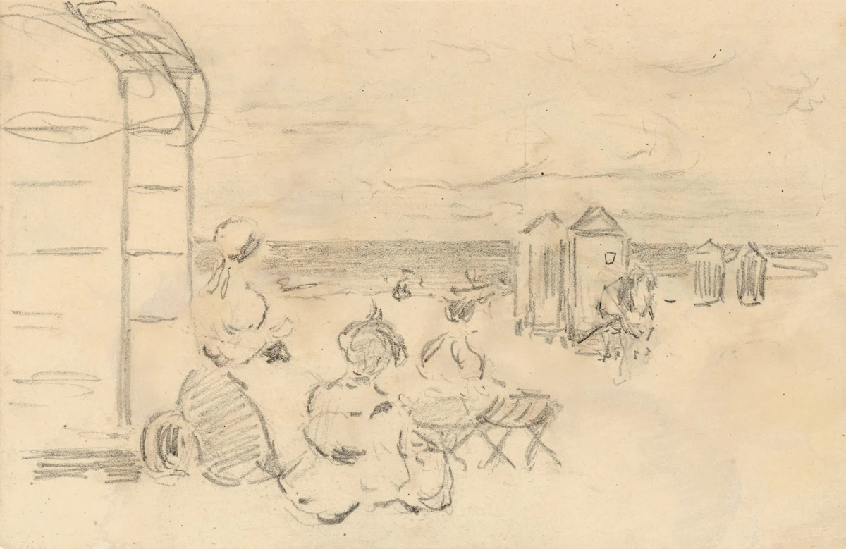 James Wilson Morrice, Beach Scene, Saint-Malo, circa 1898, graphite on paper mounted to paper