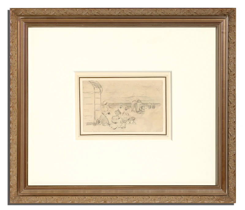 James Wilson Morrice, Beach Scene, Saint-Malo, circa 1898, graphite on paper mounted to paper - view 2