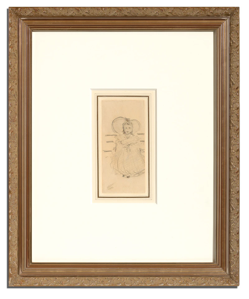 James Wilson Morrice, Girl with Bonnet, circa 1894, graphite on paper mounted to paper, 1906 - view 2