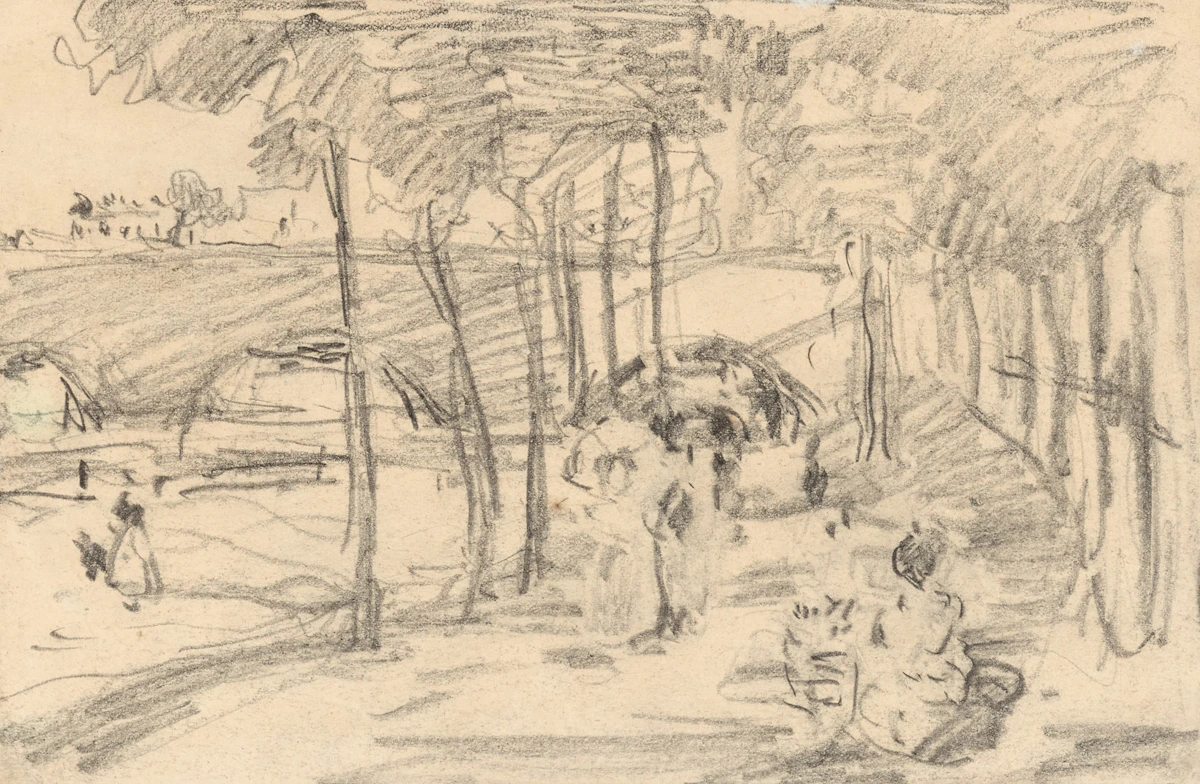 James Wilson Morrice, Street Scene, Paris or Charenton, 1898, graphite on paper mounted to paper