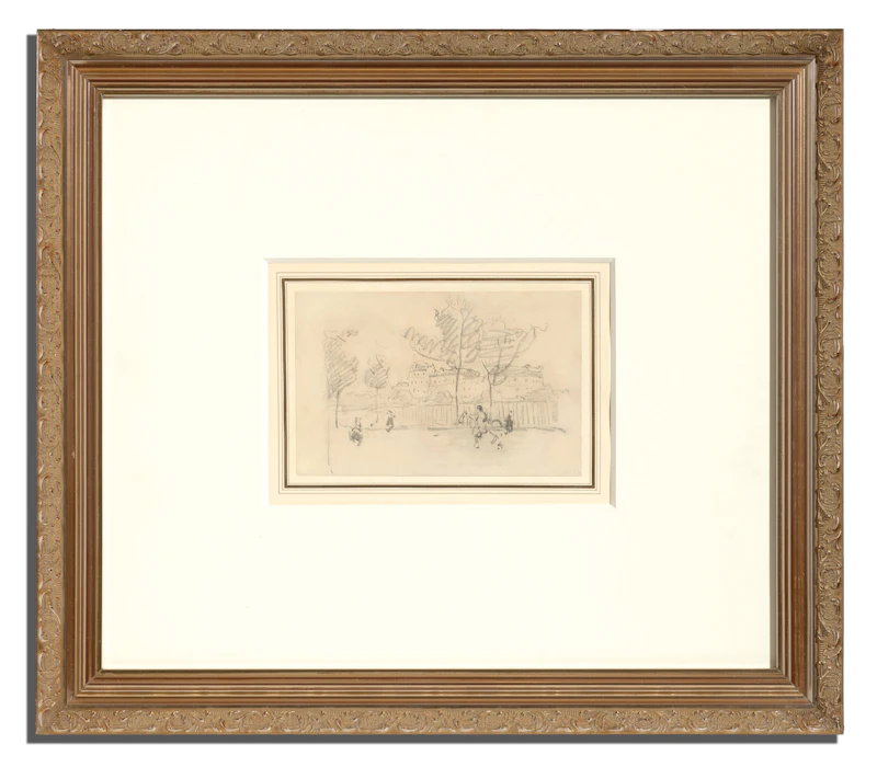 James Wilson Morrice, Street Scene, Paris, circa 1898, graphite on paper mounted to paper - view 2