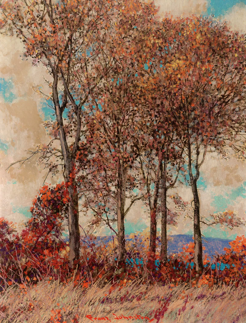 Frank Hans Johnston, Silent Sentinels, oil on board