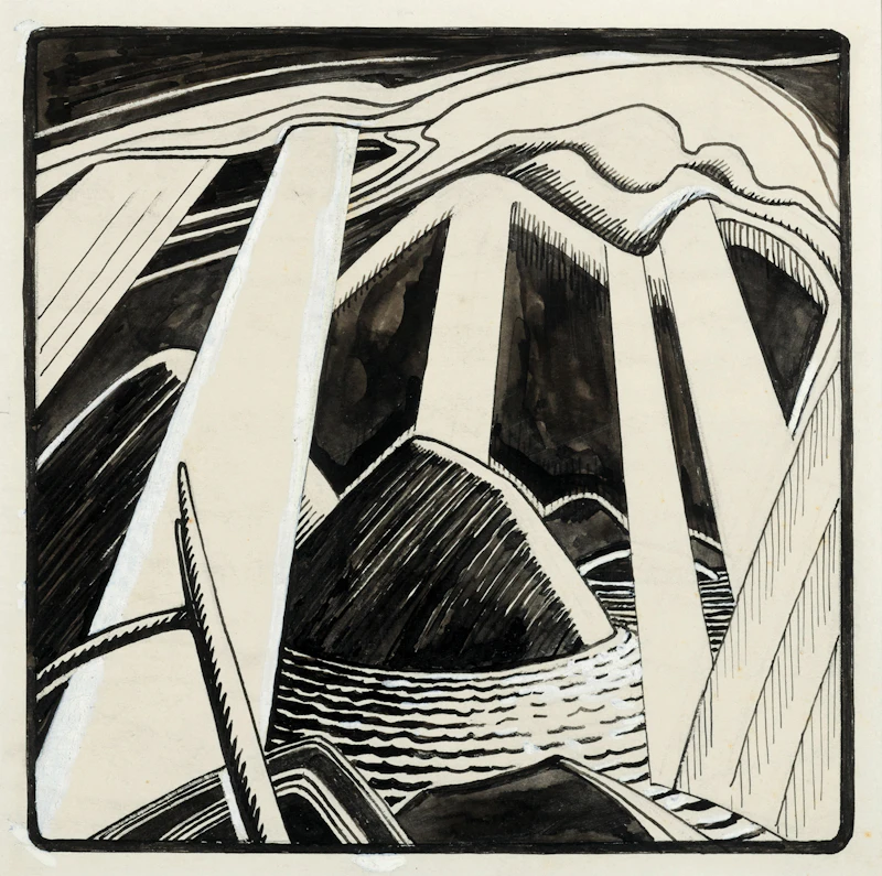 Lawren Stewart Harris, On the North Shore (ID 763), 1928, ink and gouache on paper mounted to card