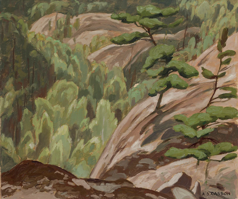 Alfred Joseph Casson, Cliff at Birch Island, 1949, oil on board