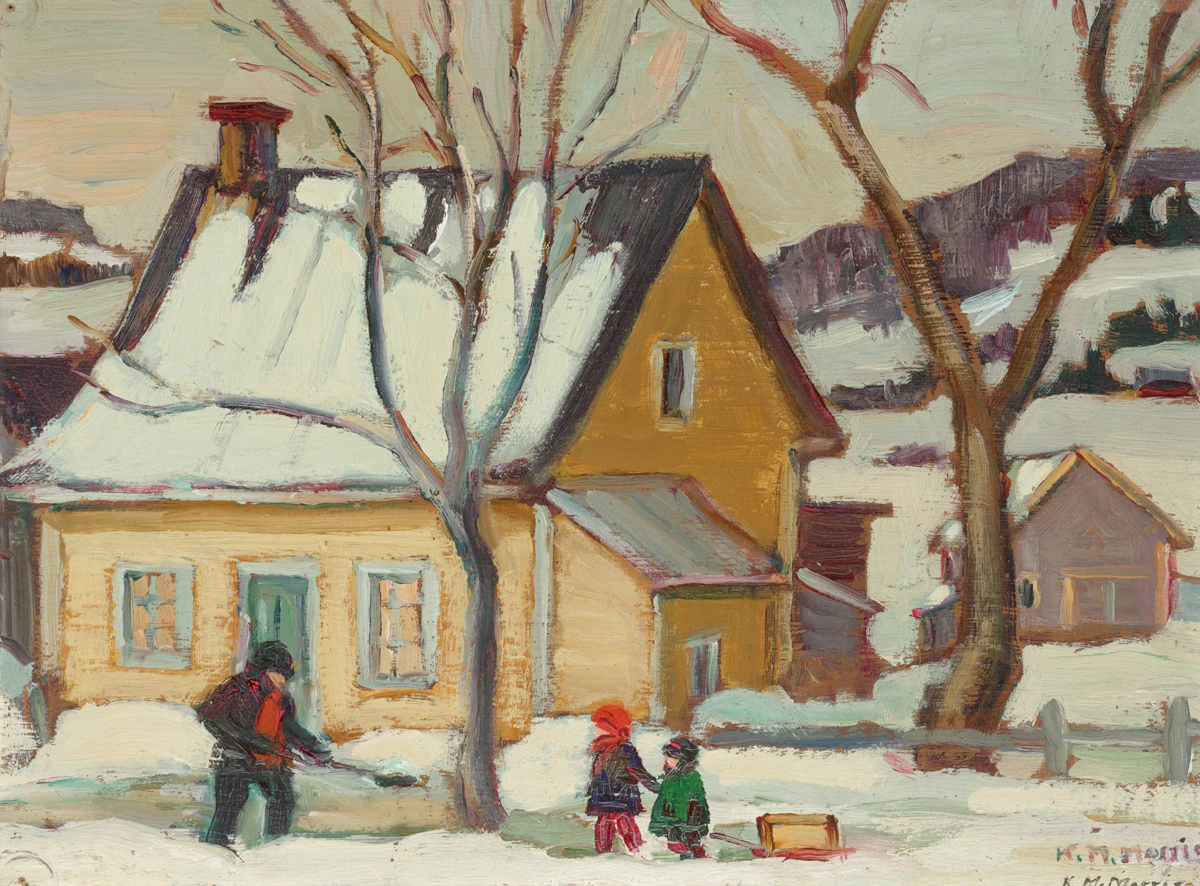 Kathleen Moir Morris, Yellow House, St. Sauveur, Quebec, circa 1930s, oil on board, circa 1930
