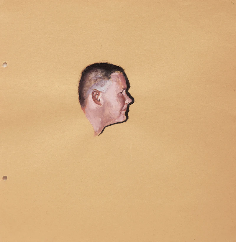 Untitled (Man in Profile); Untitled (Red, with Cigarette) by Tim Gardner