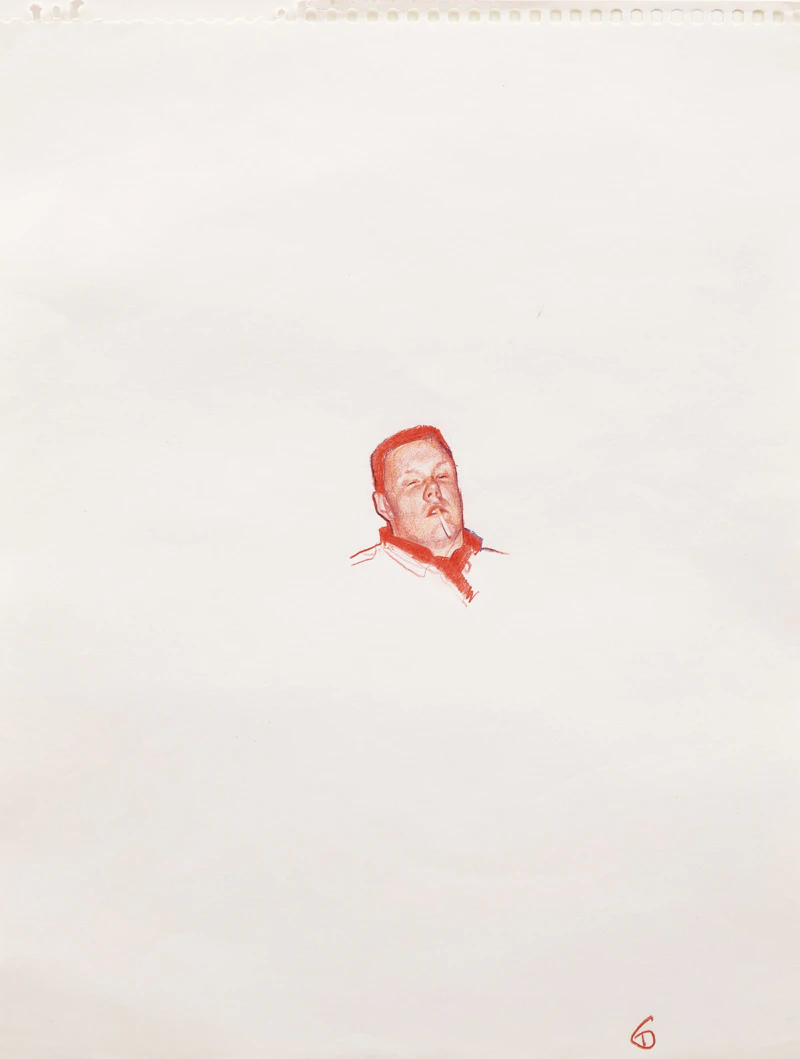 Tim Gardner, Untitled (Man in Profile); Untitled (Red, with Cigarette), two mixed medias on paper - view 4