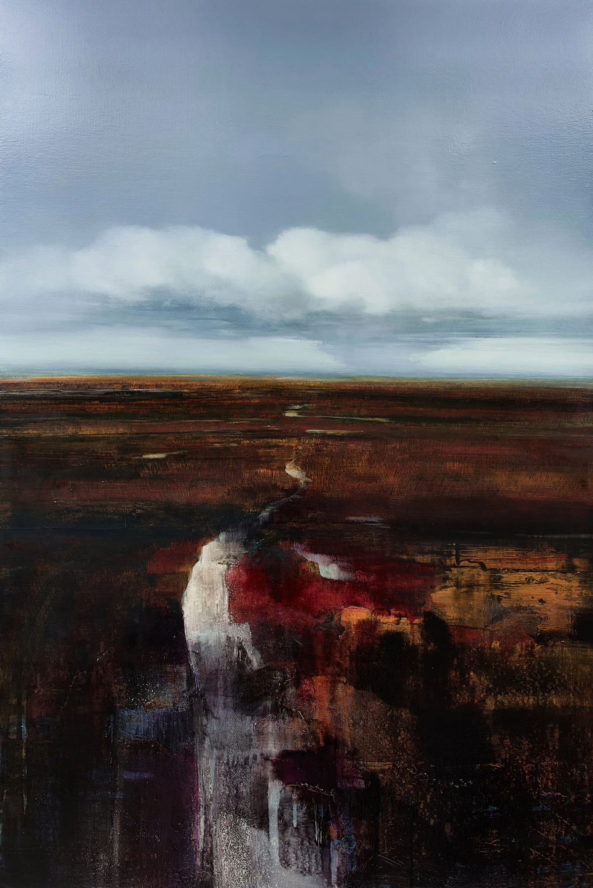 James Lahey, Stream Through a Field in Spring, oil on canvas stretched over board, 2001