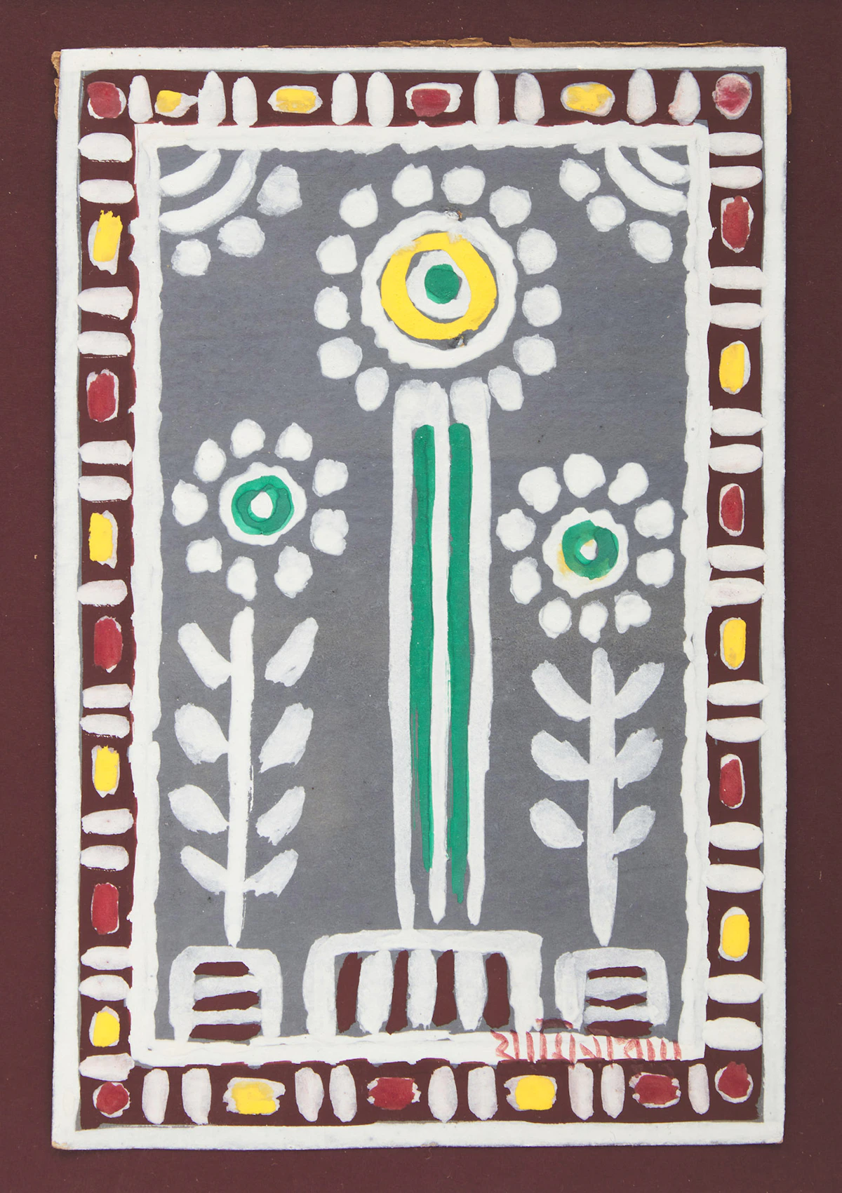 Jamini Roy, Wedding (Floral Study), tempera on paper