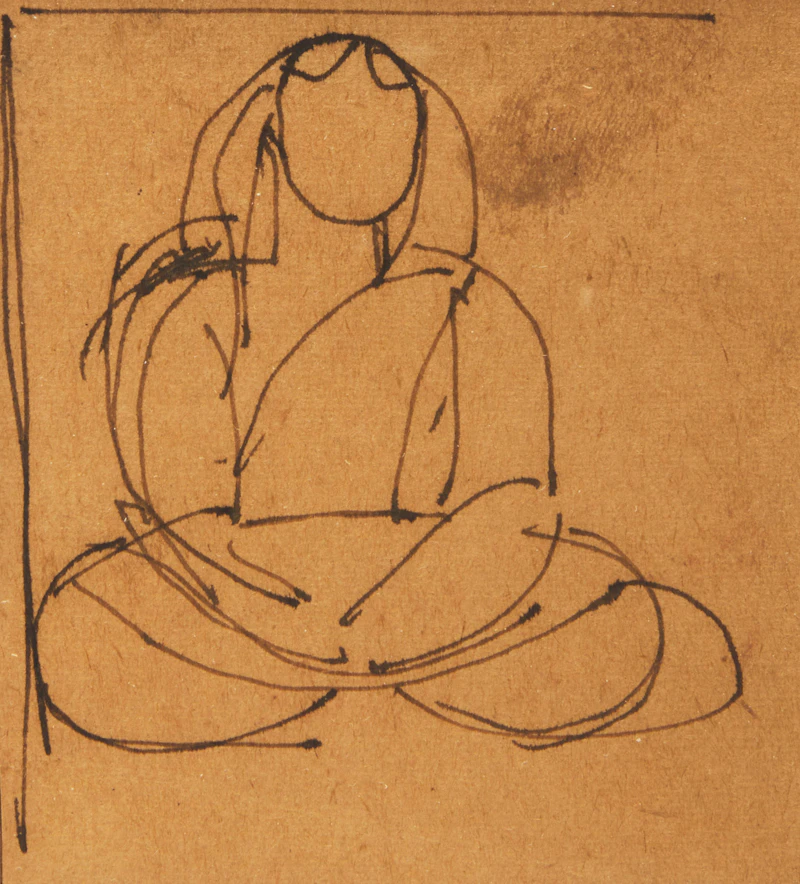 Jamini Roy, Two Sketches of Figures with Text, two inks on paper, 1962 - view 3