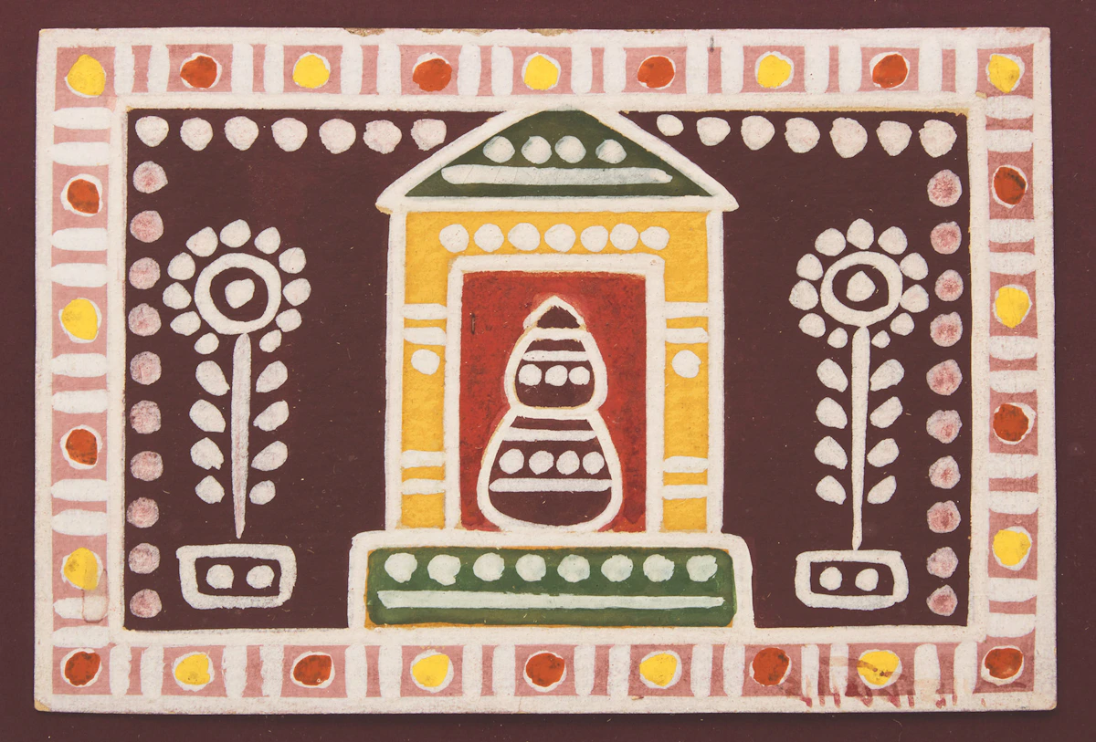 Jamini Roy, Flower Gate, gouache on card