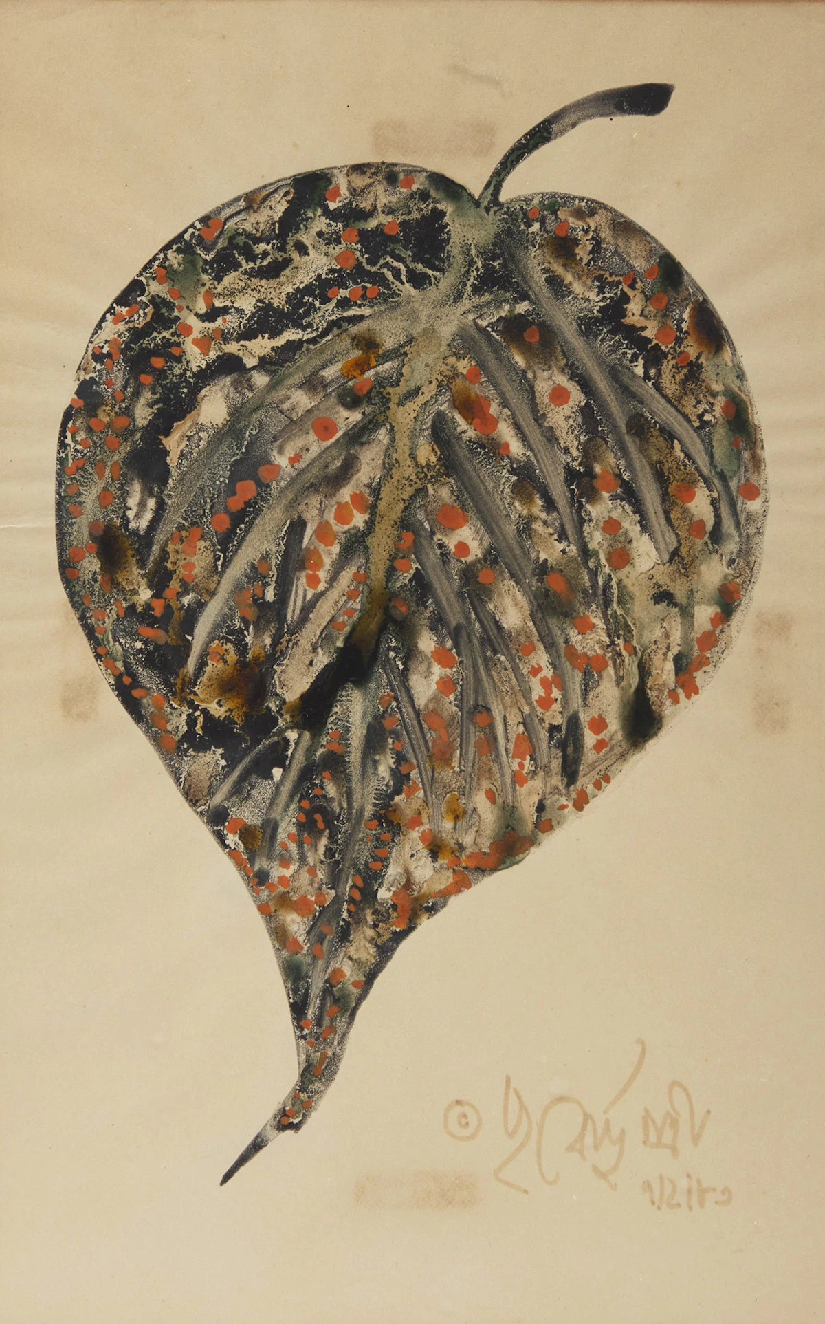 Poonen Duputtree, Plant Study and Two Floral Studies, watercolour on card and two watercolours on paper, 1989