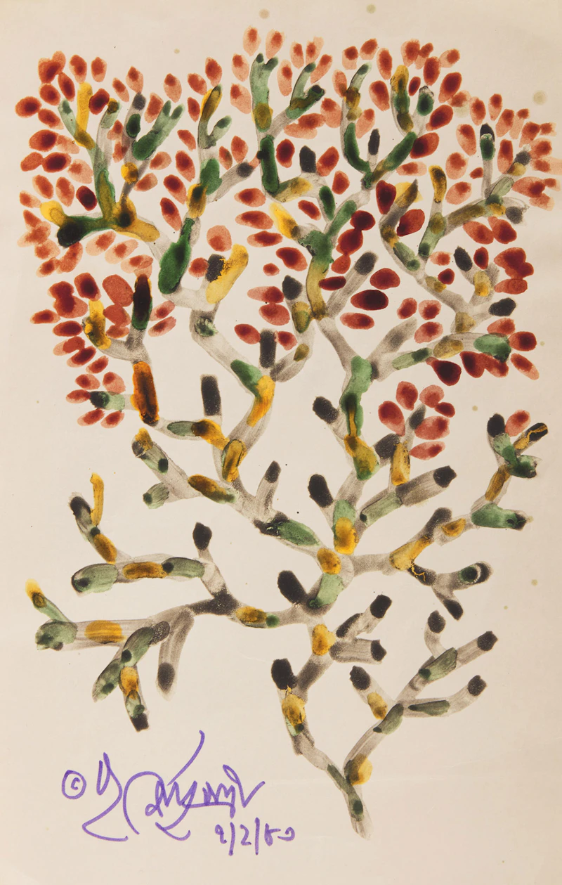 Poonen Duputtree, Plant Study and Two Floral Studies, watercolour on card and two watercolours on paper, 1989 - view 4
