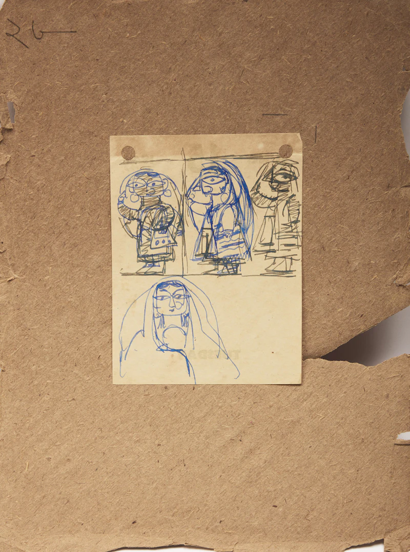 Jamini Roy, Three Sketches, three ink on found pages - view 3