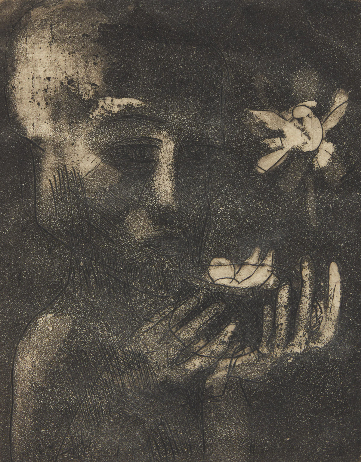Somnath Hore, Untitled, aquatint, 1988