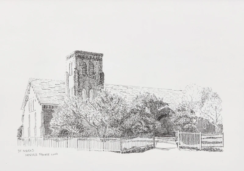 Norris Podetz, St. Mark's, ink on paper - view 1