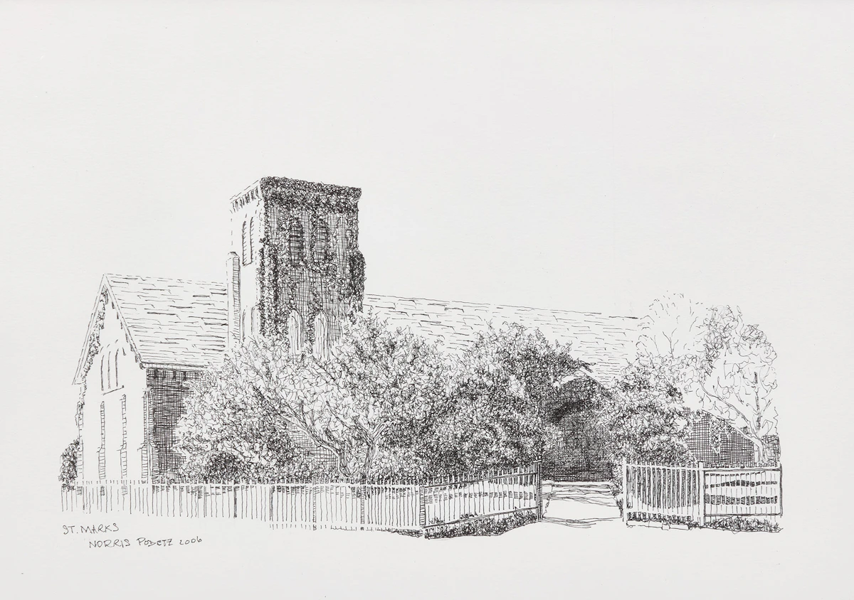 Norris Podetz, St. Mark's, ink on paper