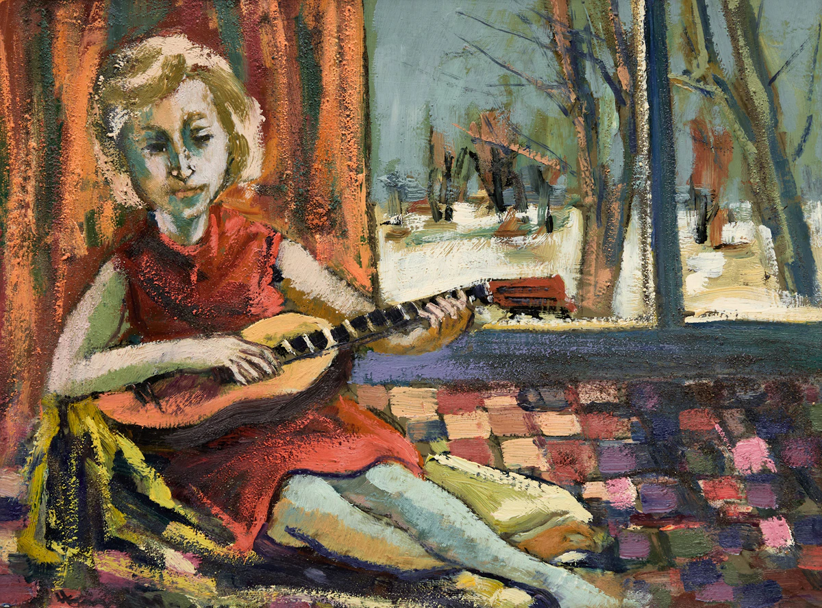 Henri Leopold Masson, Musician, oil on masonite, 1974