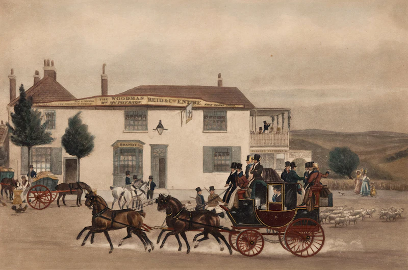 George Hunt, A View on the Highgate Road, colour etching and aquatint - view 1