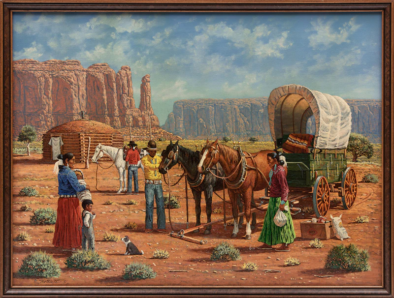 Robert Becenti Jr., Untitled (Camp of Navajo Family), oil on canvas - view 2