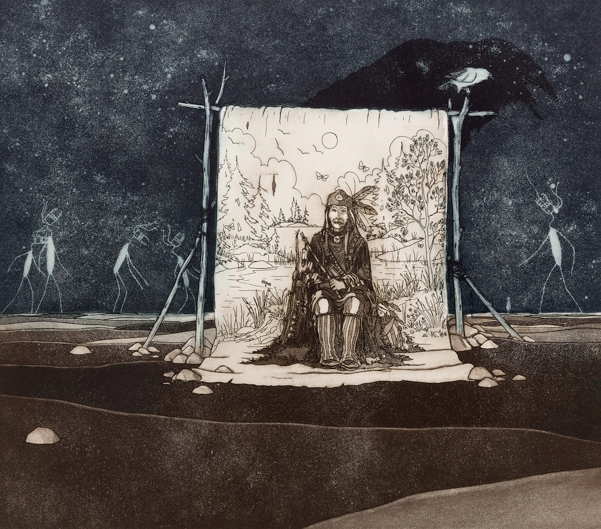 Michael Robinson, Shadow of a Bird, colour etching and aquatint