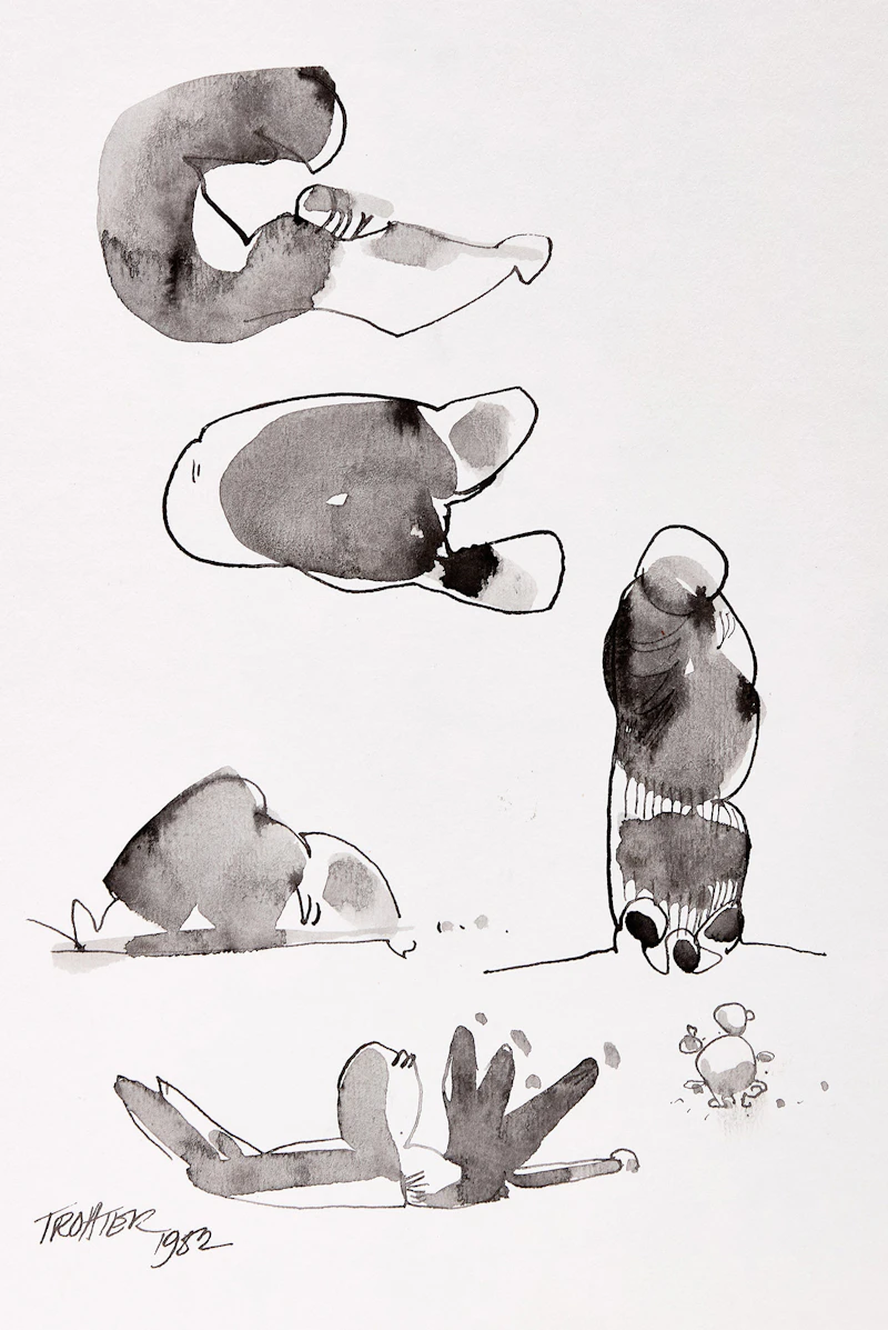 Gerald Trottier, Abstract, Study for Easter Series and Untitled (Tarifa Spain), three ink and wash on paper - view 4