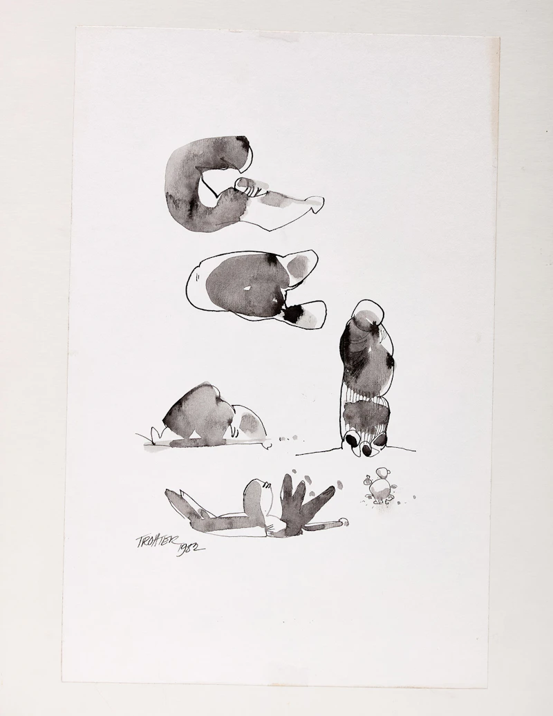 Gerald Trottier, Abstract, Study for Easter Series and Untitled (Tarifa Spain), three ink and wash on paper - view 5