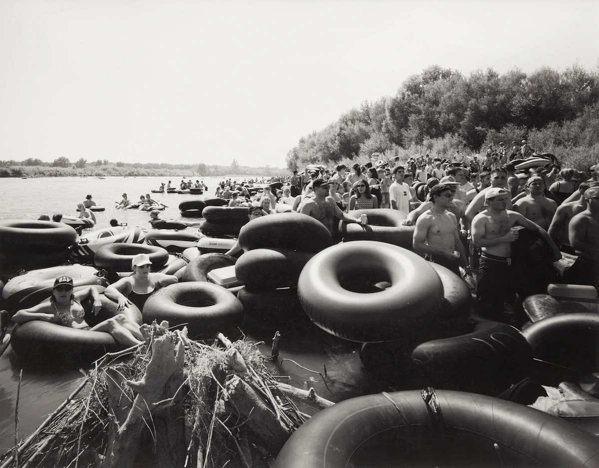 Geoffrey Fricker, Inner Tubes on Labour Day, Sacramento River, gelatin silver print