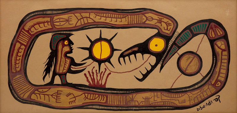 Norval Morrisseau, Snake, acrylic on kraft paper - view 1