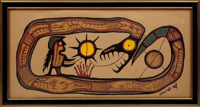 Norval Morrisseau, Snake, acrylic on kraft paper - view 2