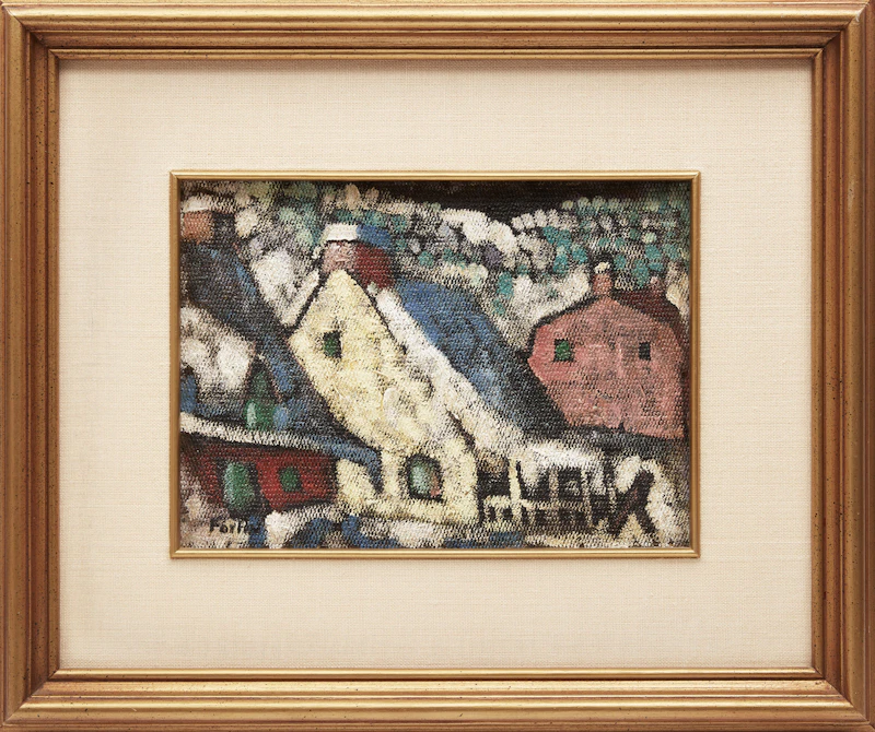 Marc-Aurèle Fortin, Maisons de Charlevoix l’hiver, oil on canvas, circa 1938 - view 2