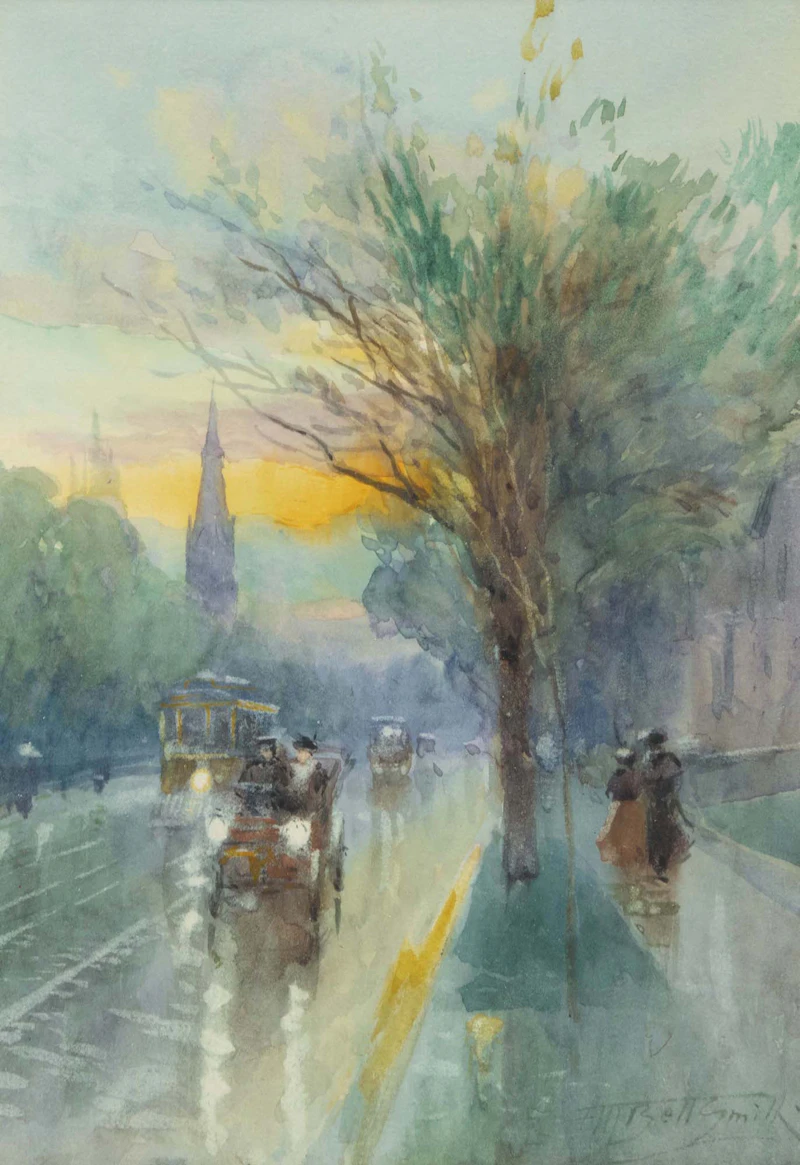 London Street Scene by Frederic Marlett Bell-Smith