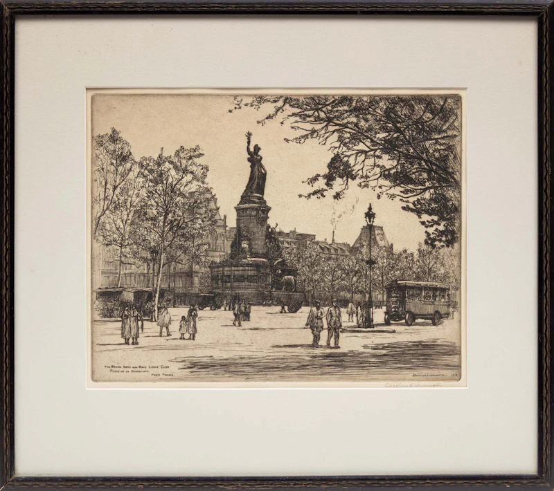 Caroline Helena Armington, The British Army and Navy Leave Club Place de La République, Paris, France, etching, 1918 - view 2