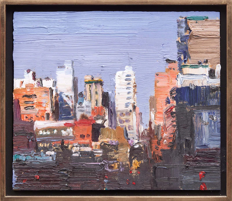 John Hartman, Christopher Street., NYC; View Up 10th Avenue from the High Line; Tribeca, three oils on panel, 2010 - view 5