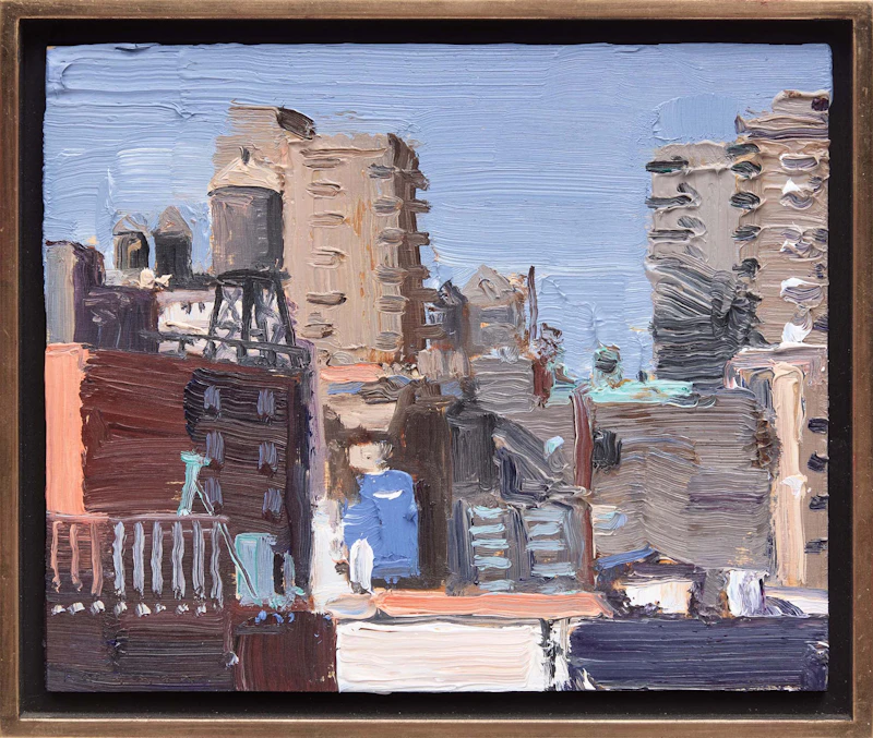 John Hartman, Christopher Street., NYC; View Up 10th Avenue from the High Line; Tribeca, three oils on panel, 2010 - view 8