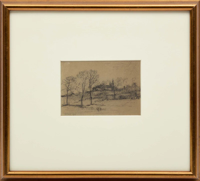 Robert Wakeham Pilot, English Countryside Around Salisbury, charcoal, 1916 - view 2