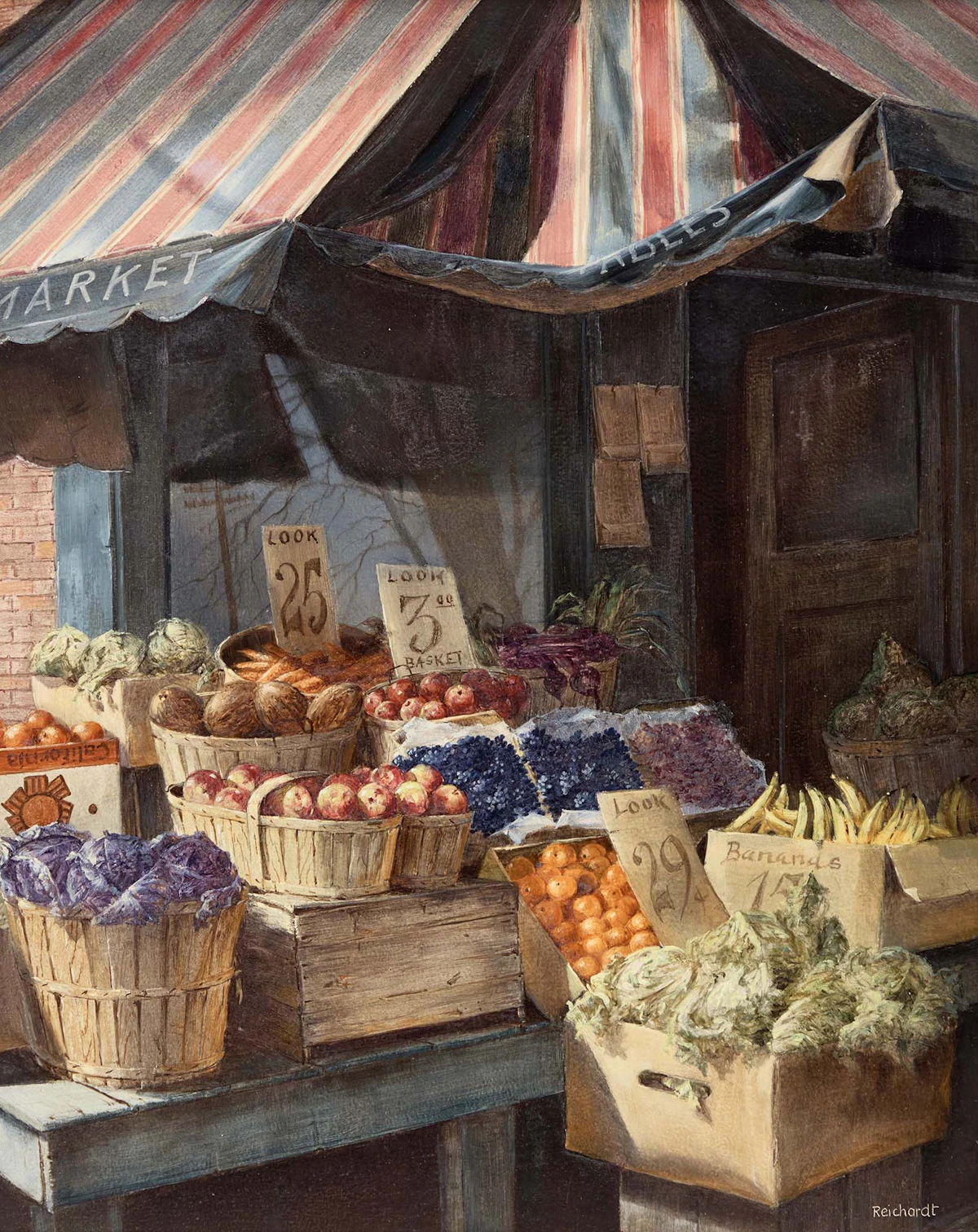 Rudi Reichardt, Kensington Market, 1973, oil on board