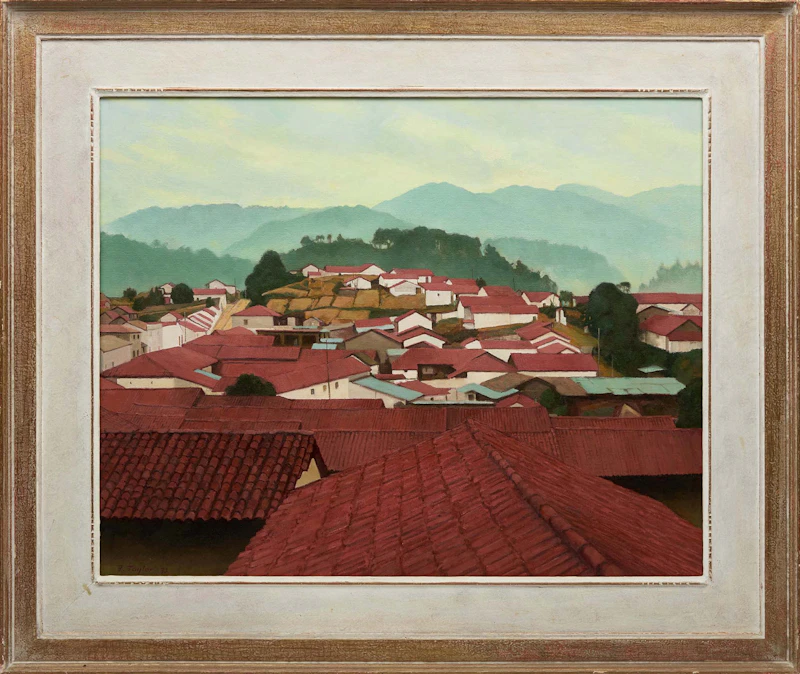 Frederick Bourchier Taylor, Morning Rooftops: Chichicastenango, Guatemala, oil on canvas, 1973 - view 2