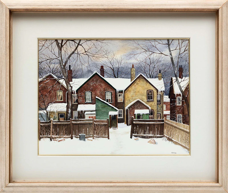 John Kasyn, Winter in Yorkville (Near Hazelton St.), watercolour, 1980 - view 2