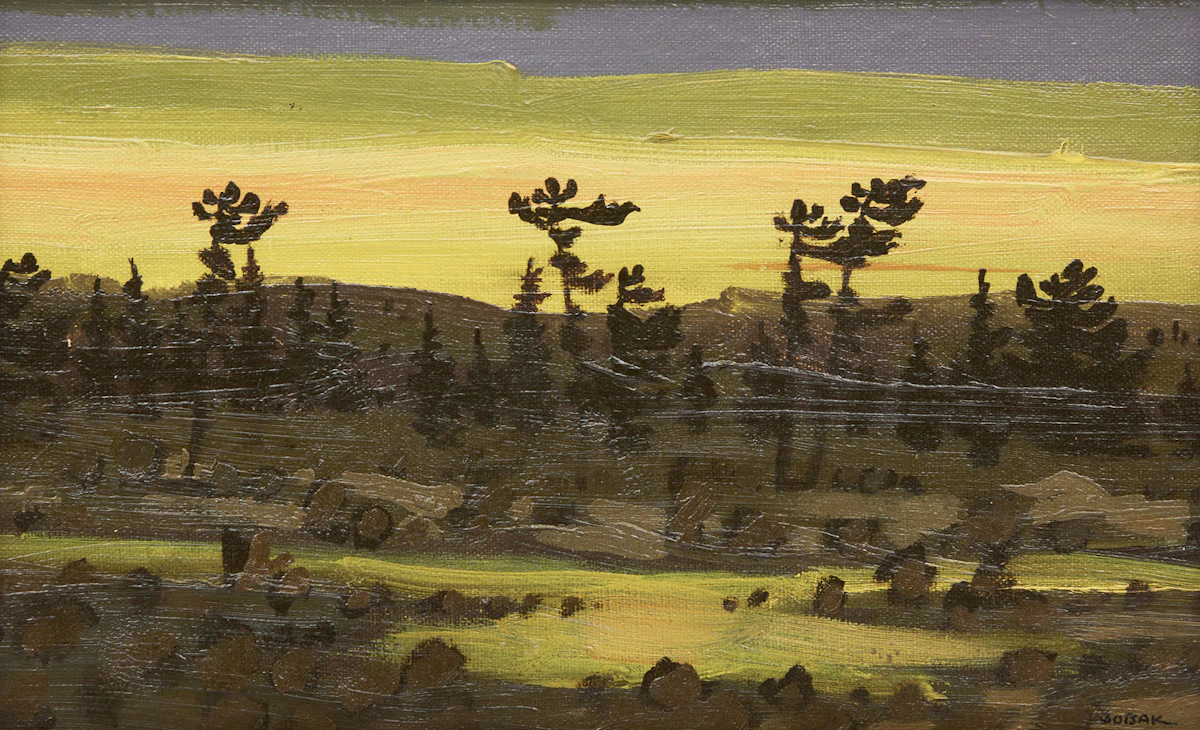 Bruno Joseph Bobak, Autumn Evening, oil on canvas laid on masonite