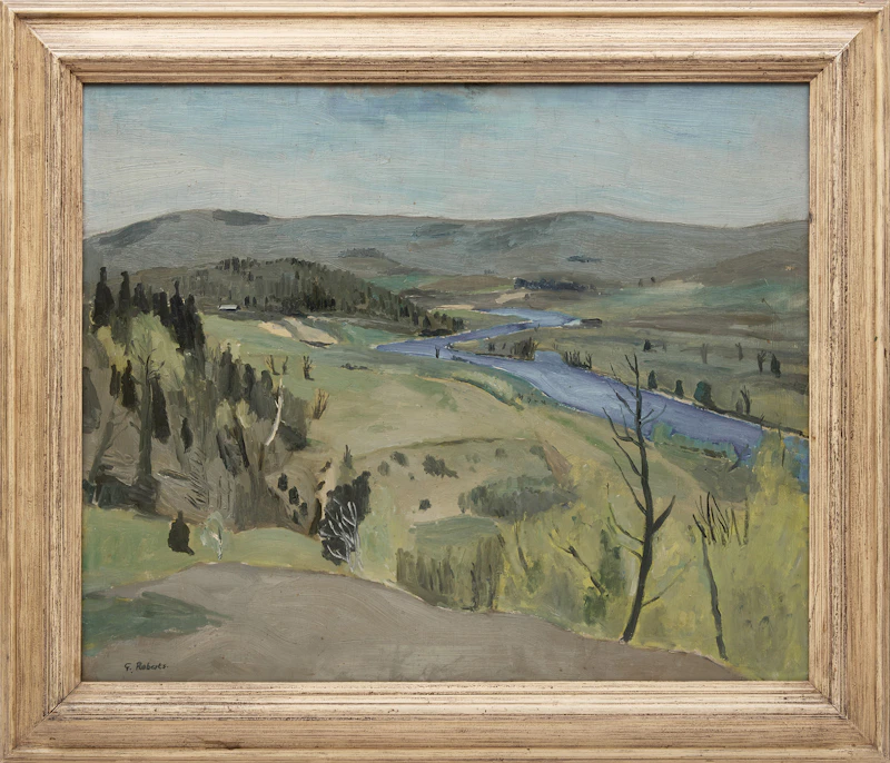 William Goodridge Roberts, Green Hills and River, double-sided oil on board - view 2