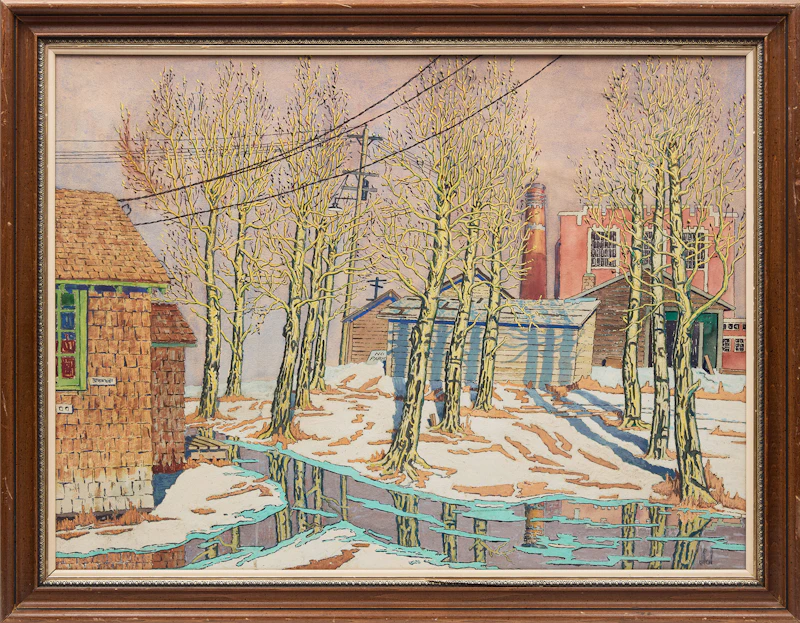 Jim McLaren Nicoll, Backyard in Winter, 1938, watercolour and gouache - view 2